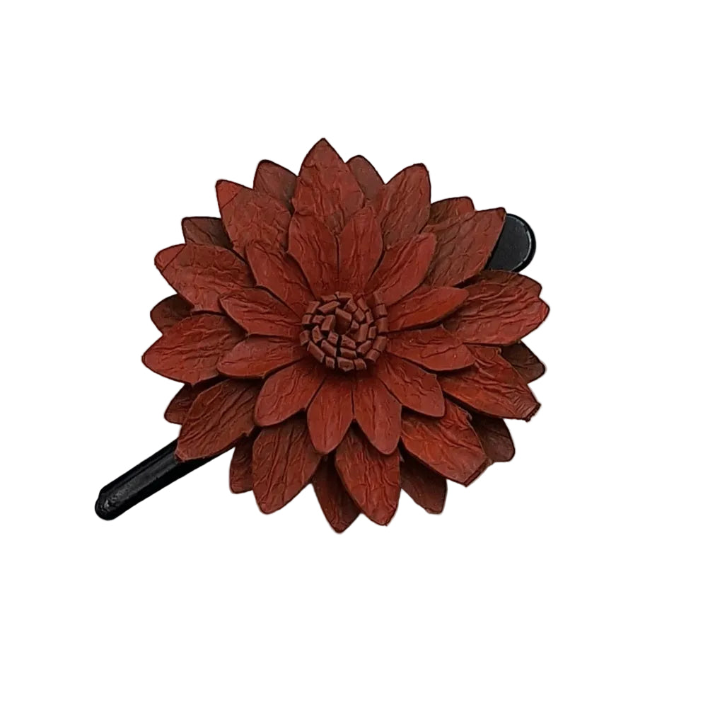 Large Leather Flower Hair Clips