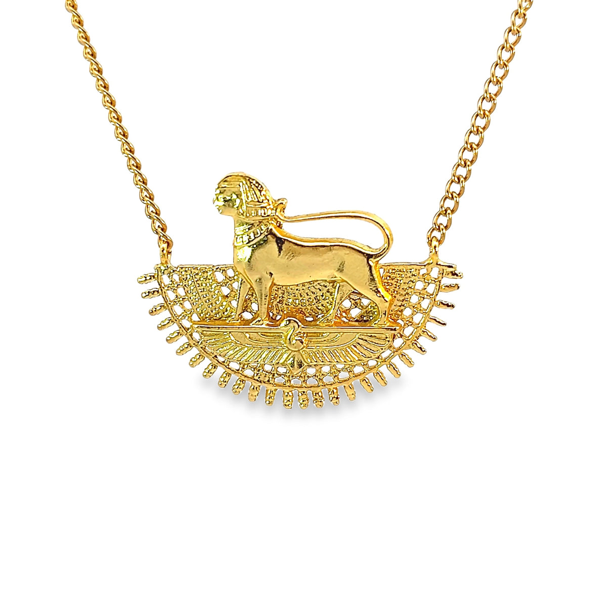 Gold Plated Egyptian Sphinx Charm Necklace