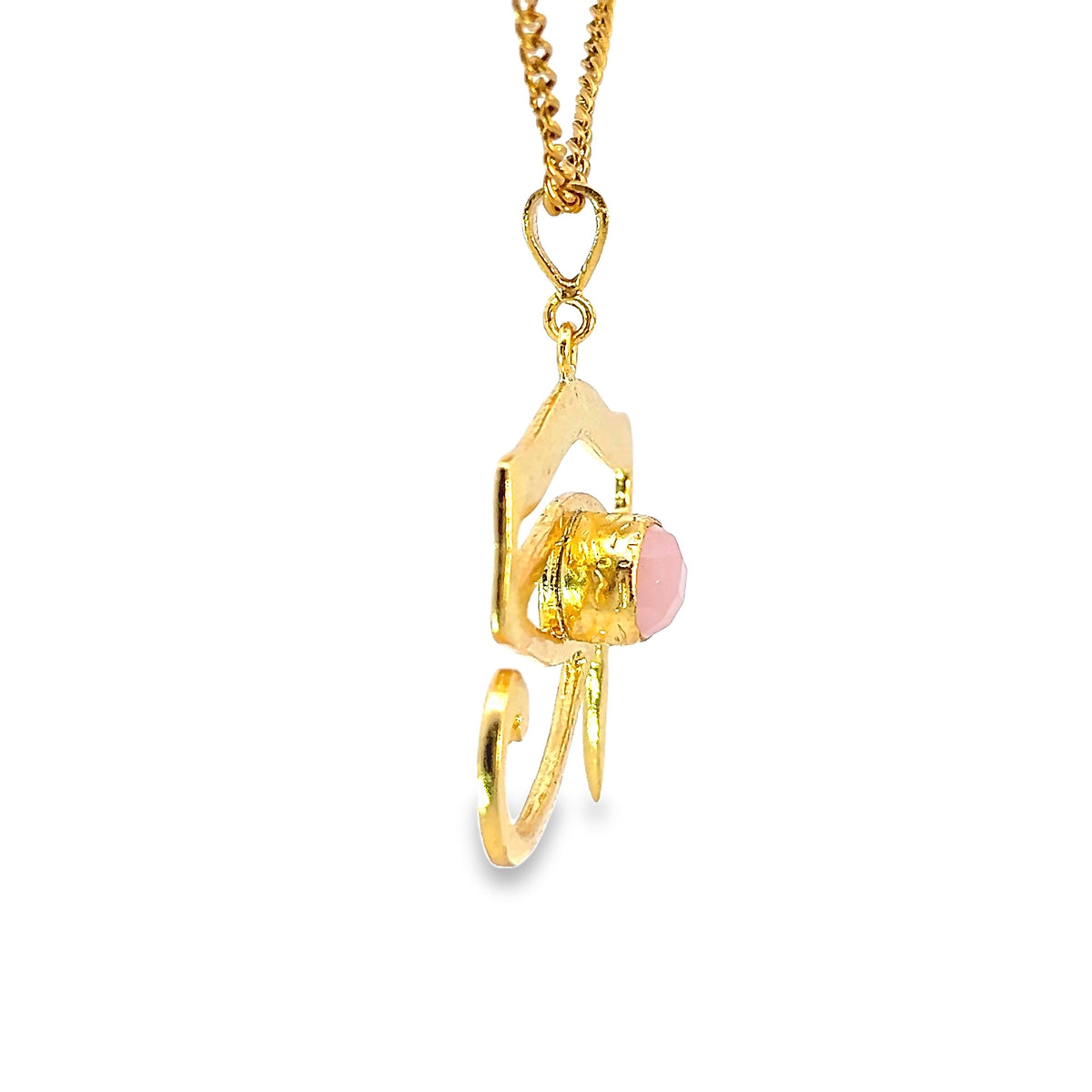 Gold Plated Rose Quartz Eye of Horus Charm Necklace