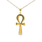 Gold Plated Bronze Ankh Necklace & Earring Set