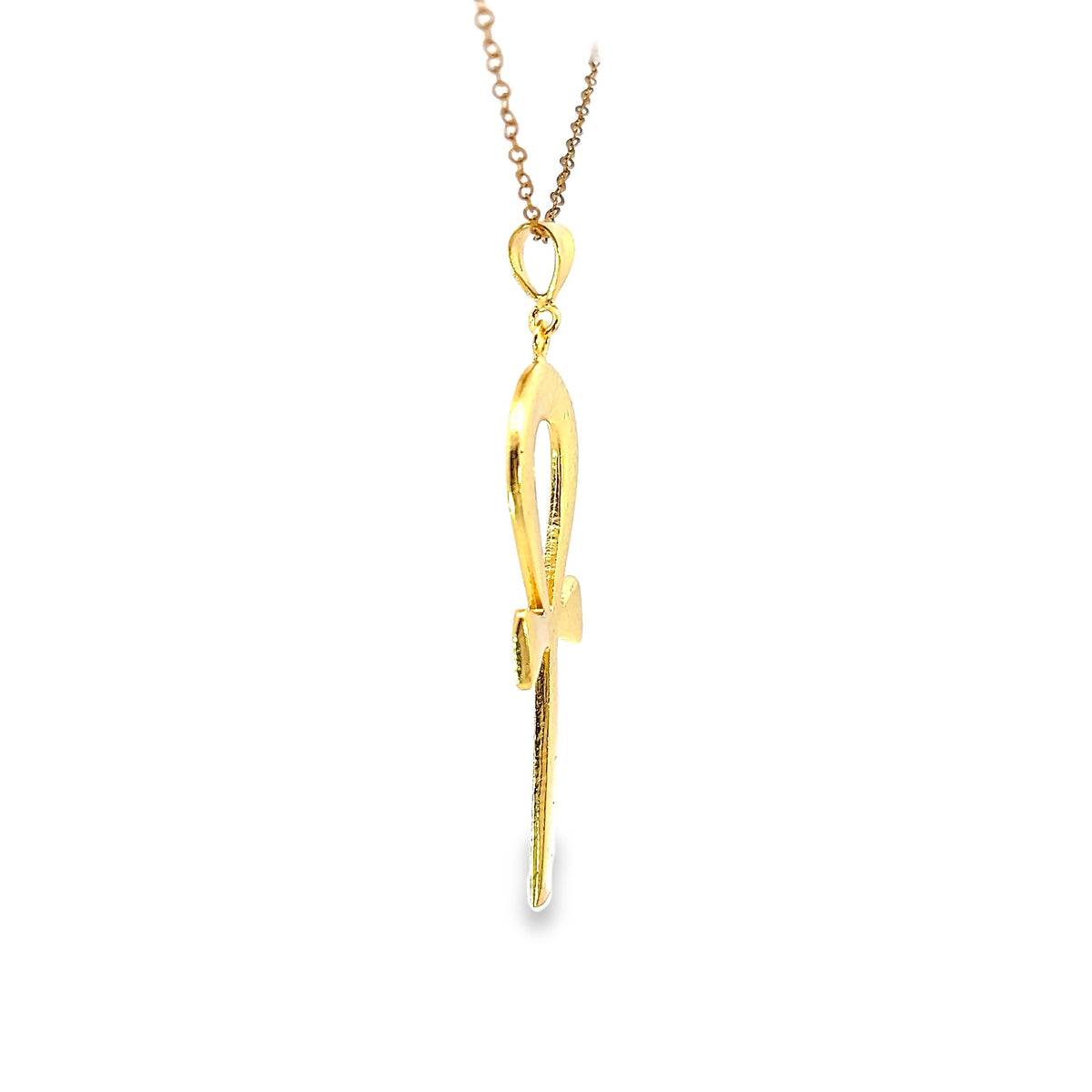 Gold Plated Bronze Ankh Necklace & Earring Set
