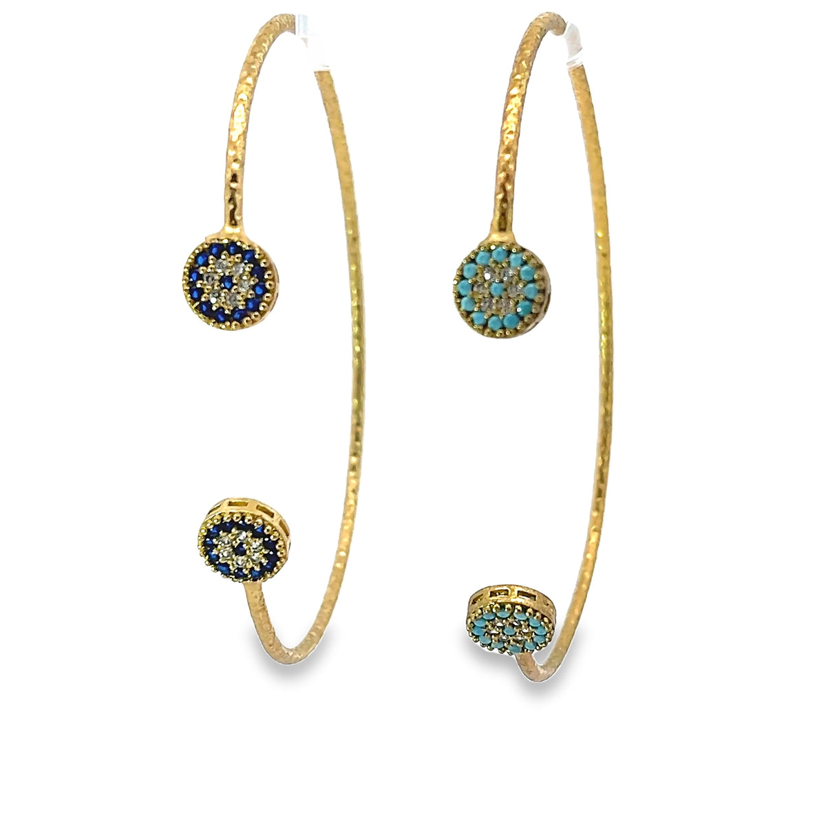 Gold Plated Pavé Evil Eye Cuff Bracelets