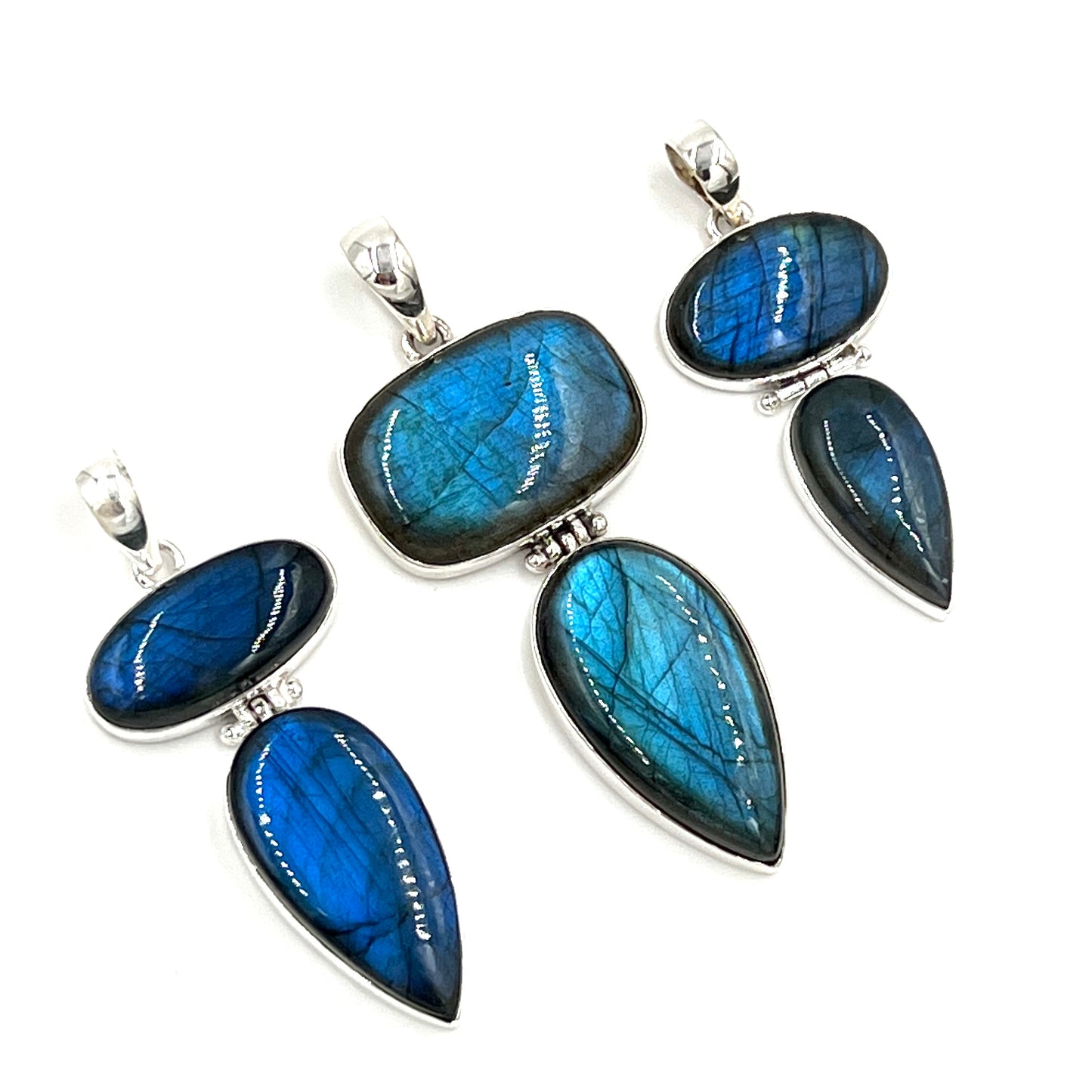 Sterling Silver Double Labradorite Pendants