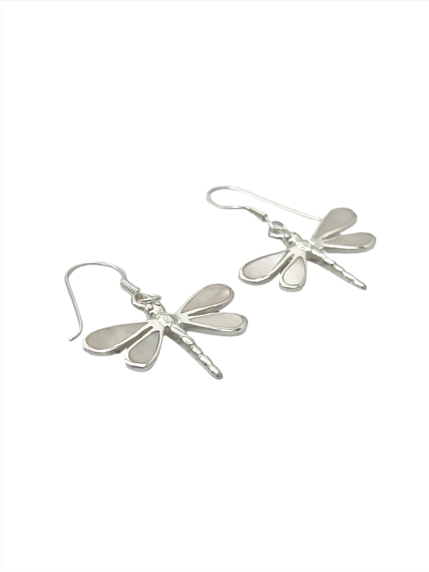 Sterling Silver Shell Dragonfly Earrings