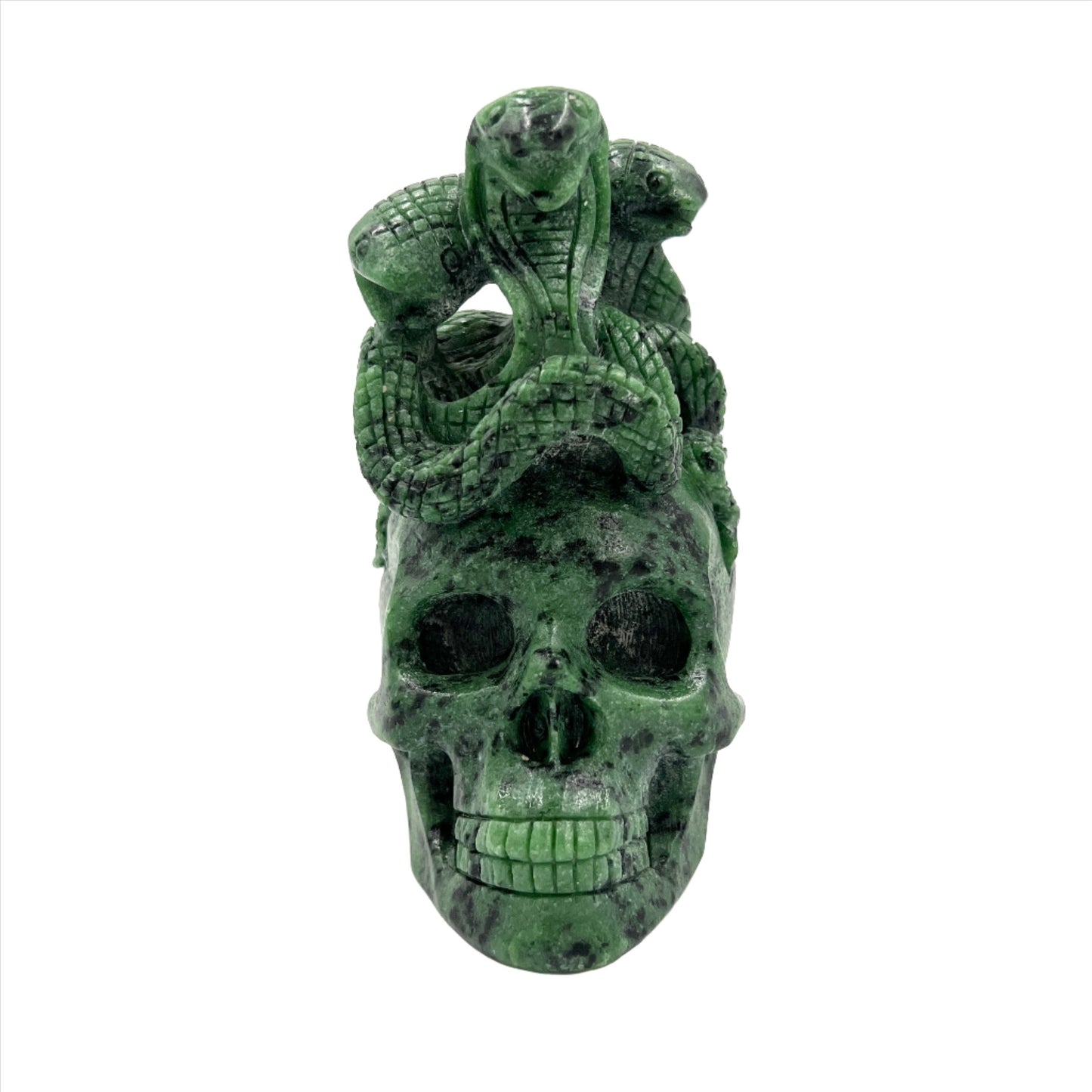 Zoisite Skull with Snakes