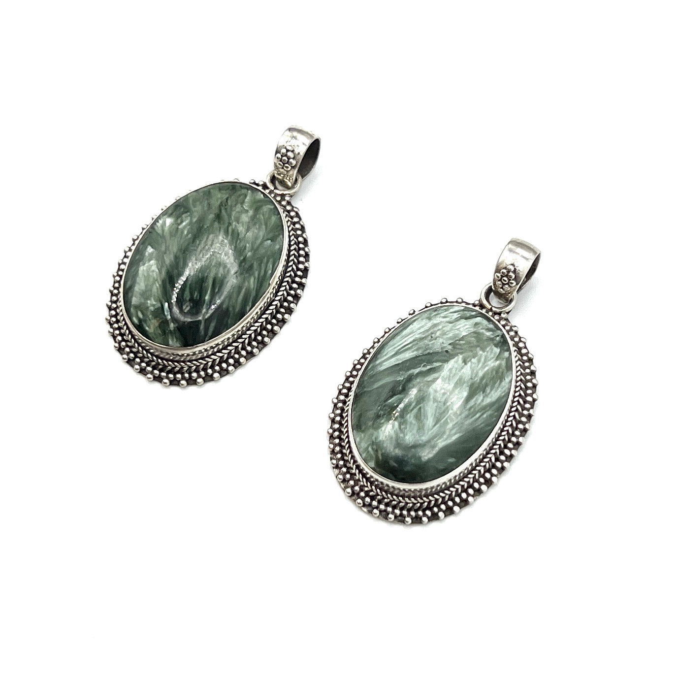 Sterling Silver Seraphinite Oval Pendants