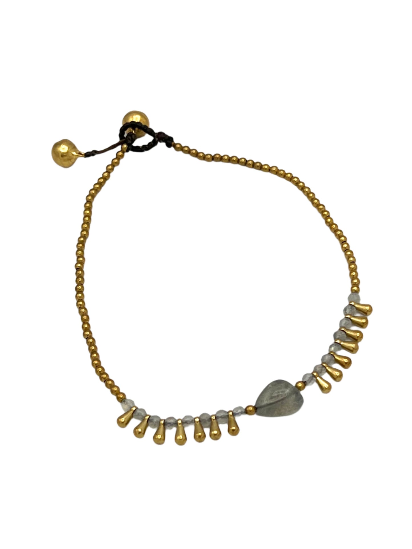 Gemstone Teardrop Brass Anklets