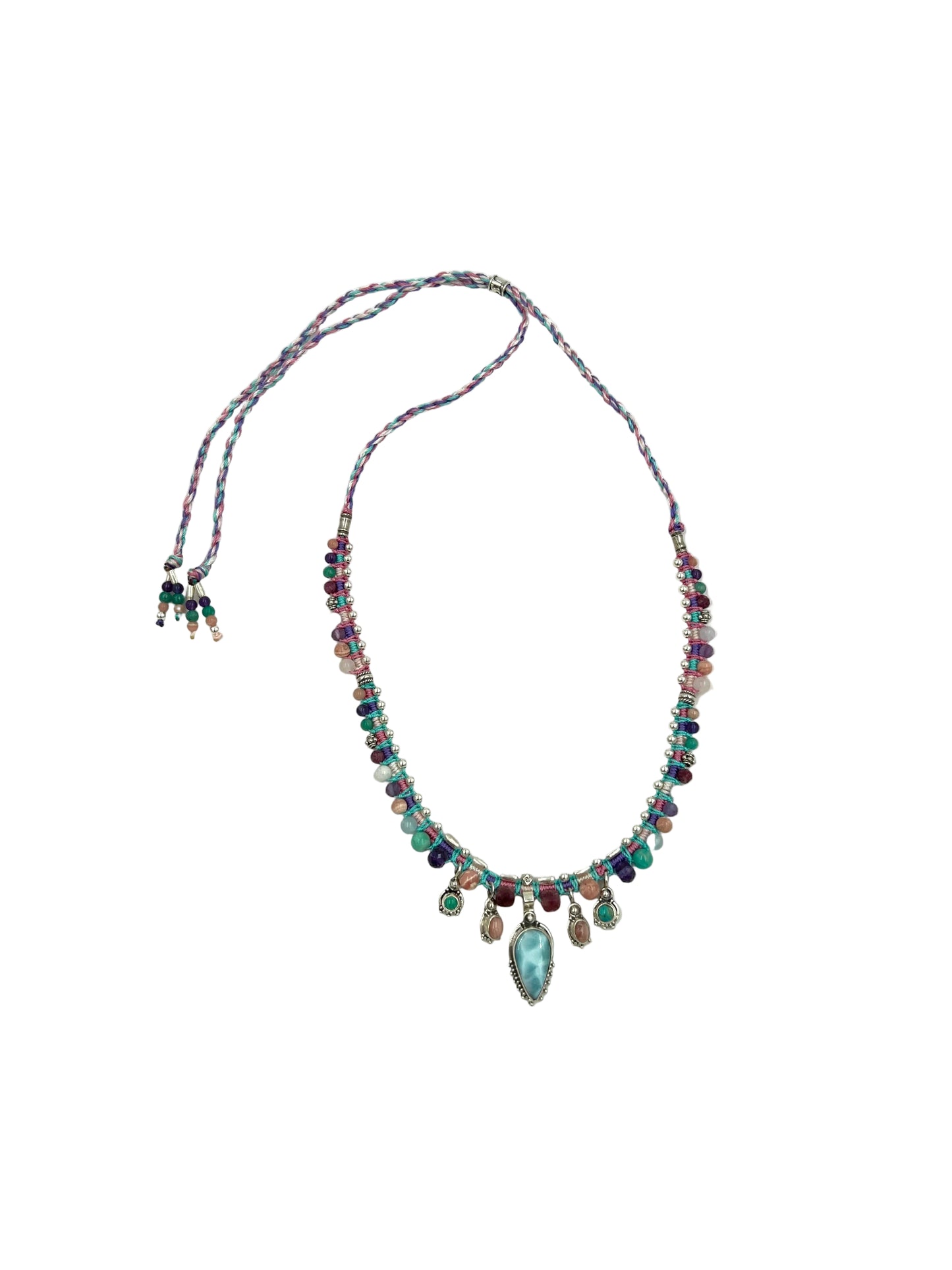 Macrame Larimar Necklace