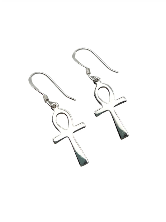 Sterling Silver Ankh Earrings