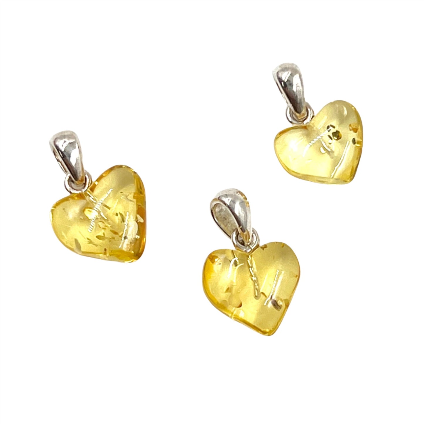 Honey Amber Heart Pendants