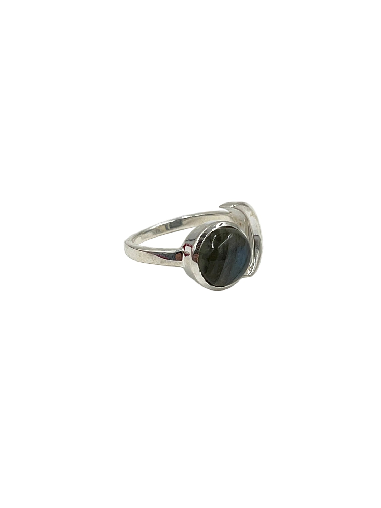 Crescent Moon Labradorite Ring