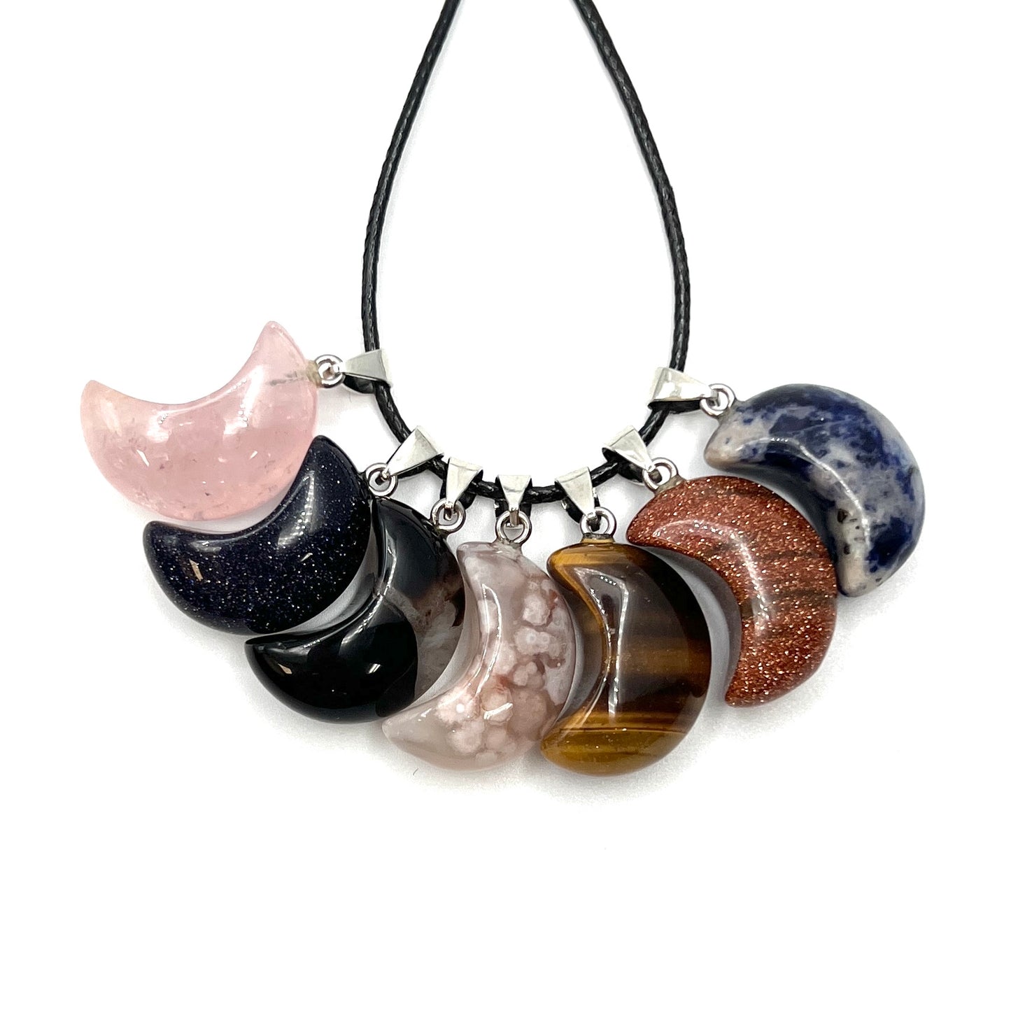 Gemstone Moon Pendants