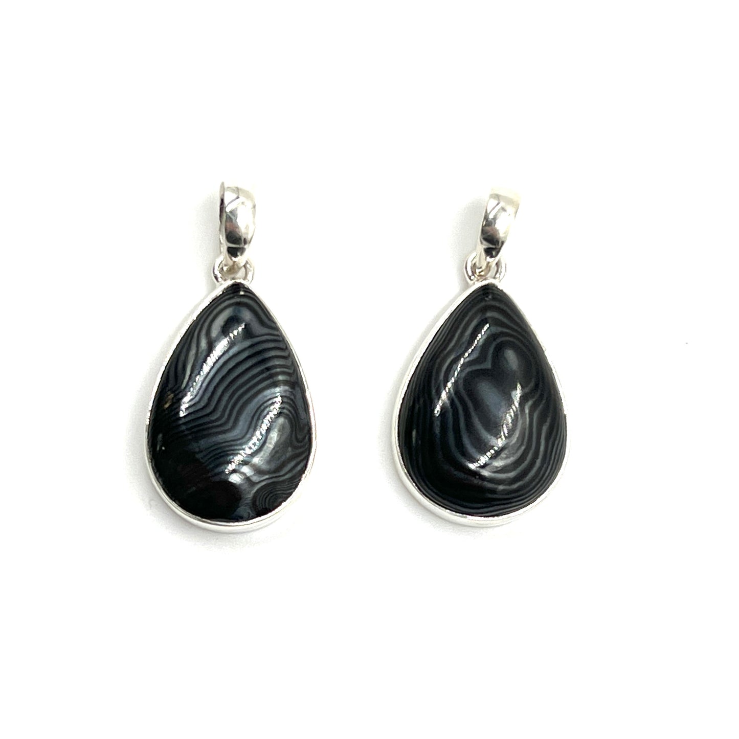 Psilomelane Teardrop Pendants