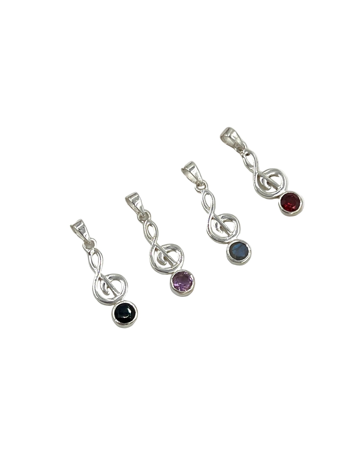 Gemstone Treble Clef Pendants