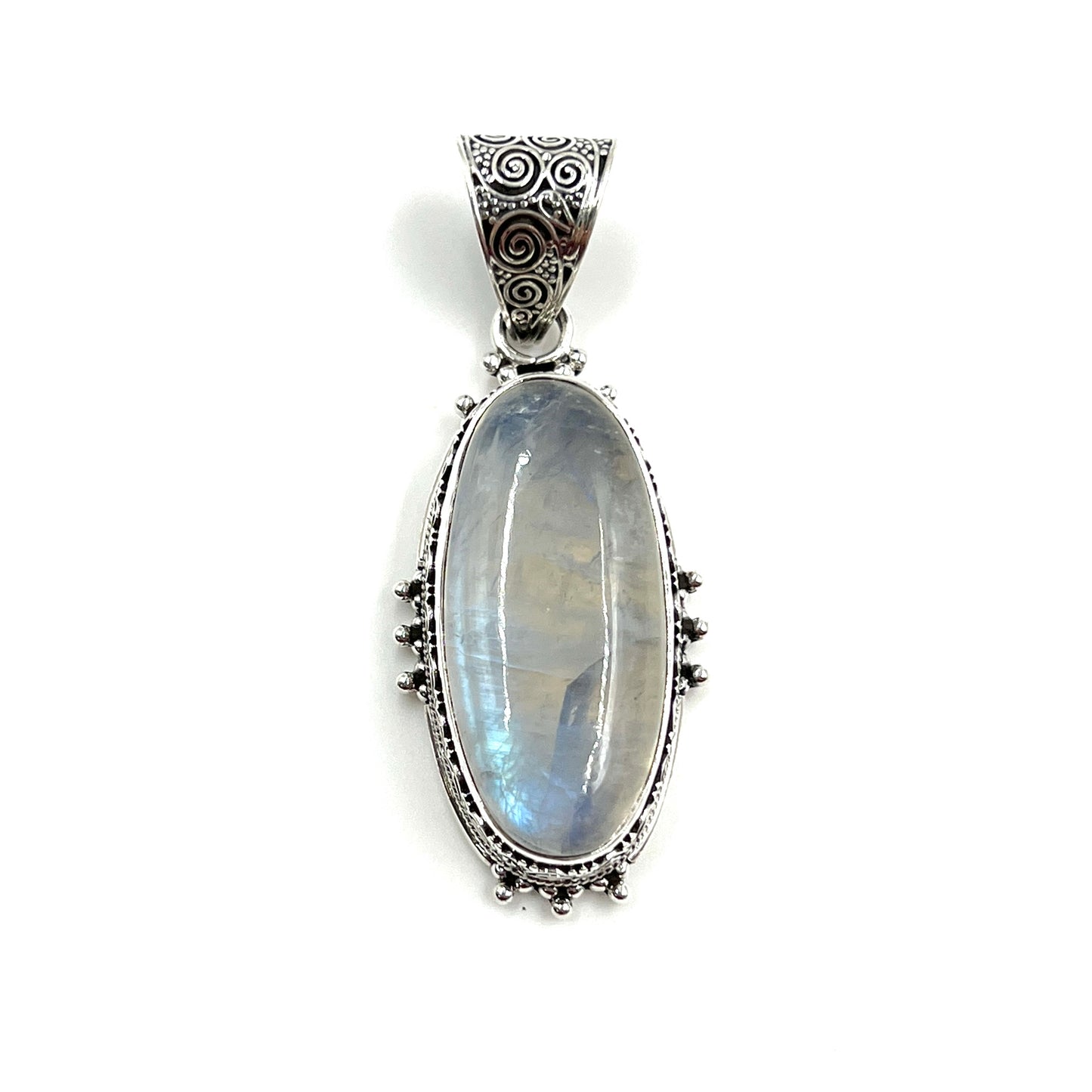 Sterling Silver Filigree Oval Moonstone Pendants