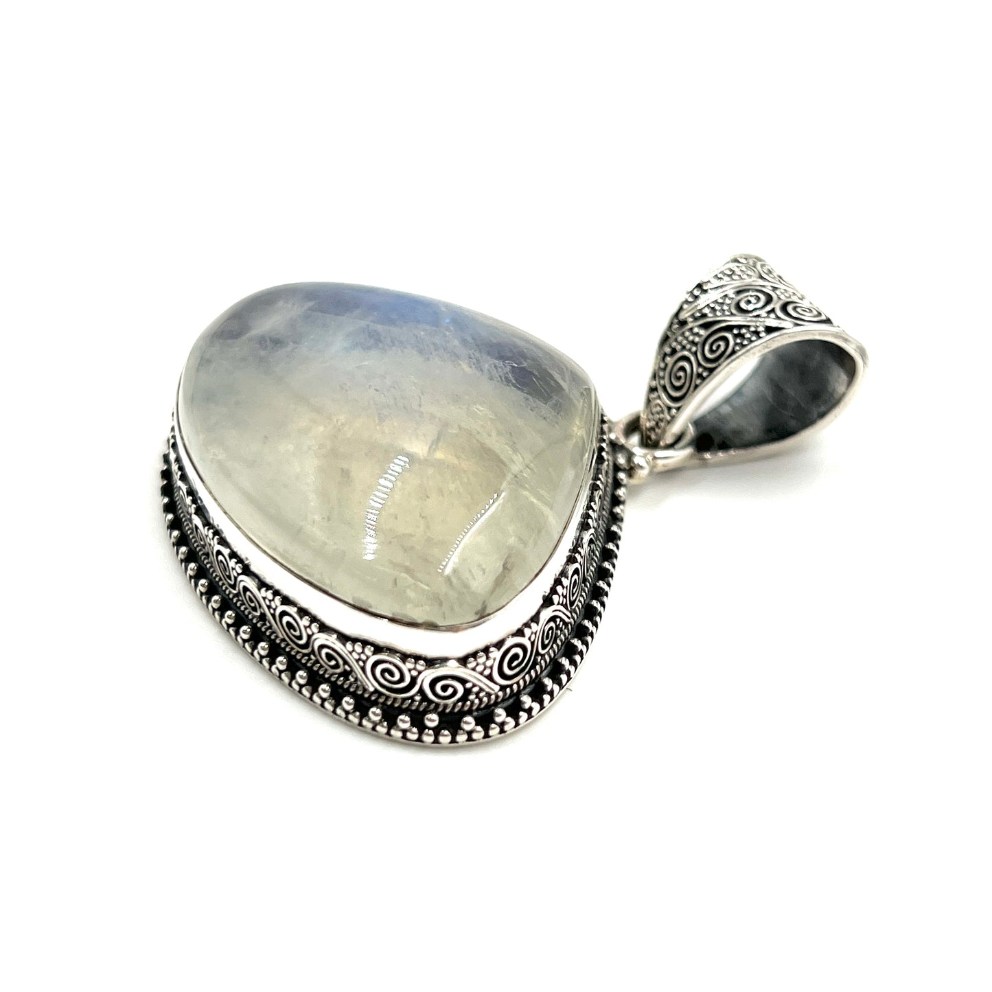 Sterling Silver Filigree Teardrop Moonstone Pendant