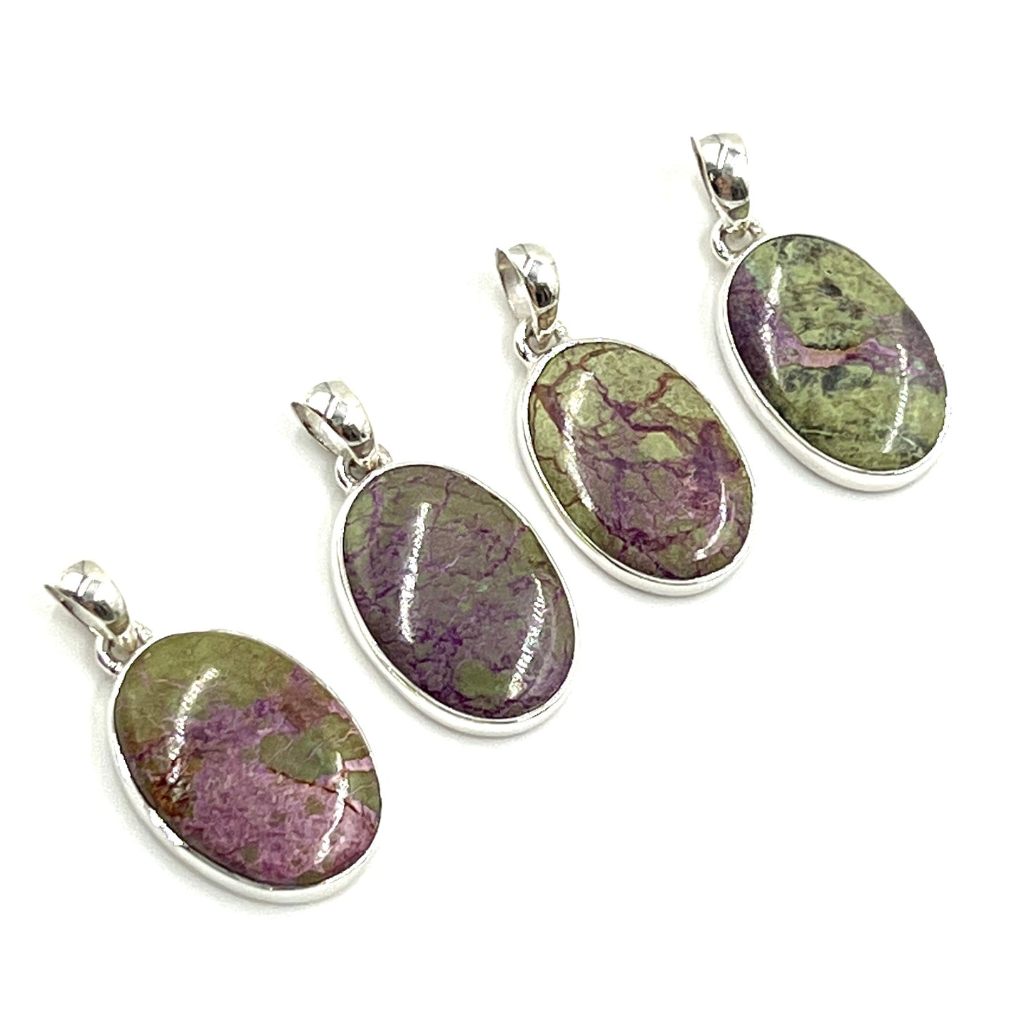 Sterling Silver Stichtite Oval Pendants