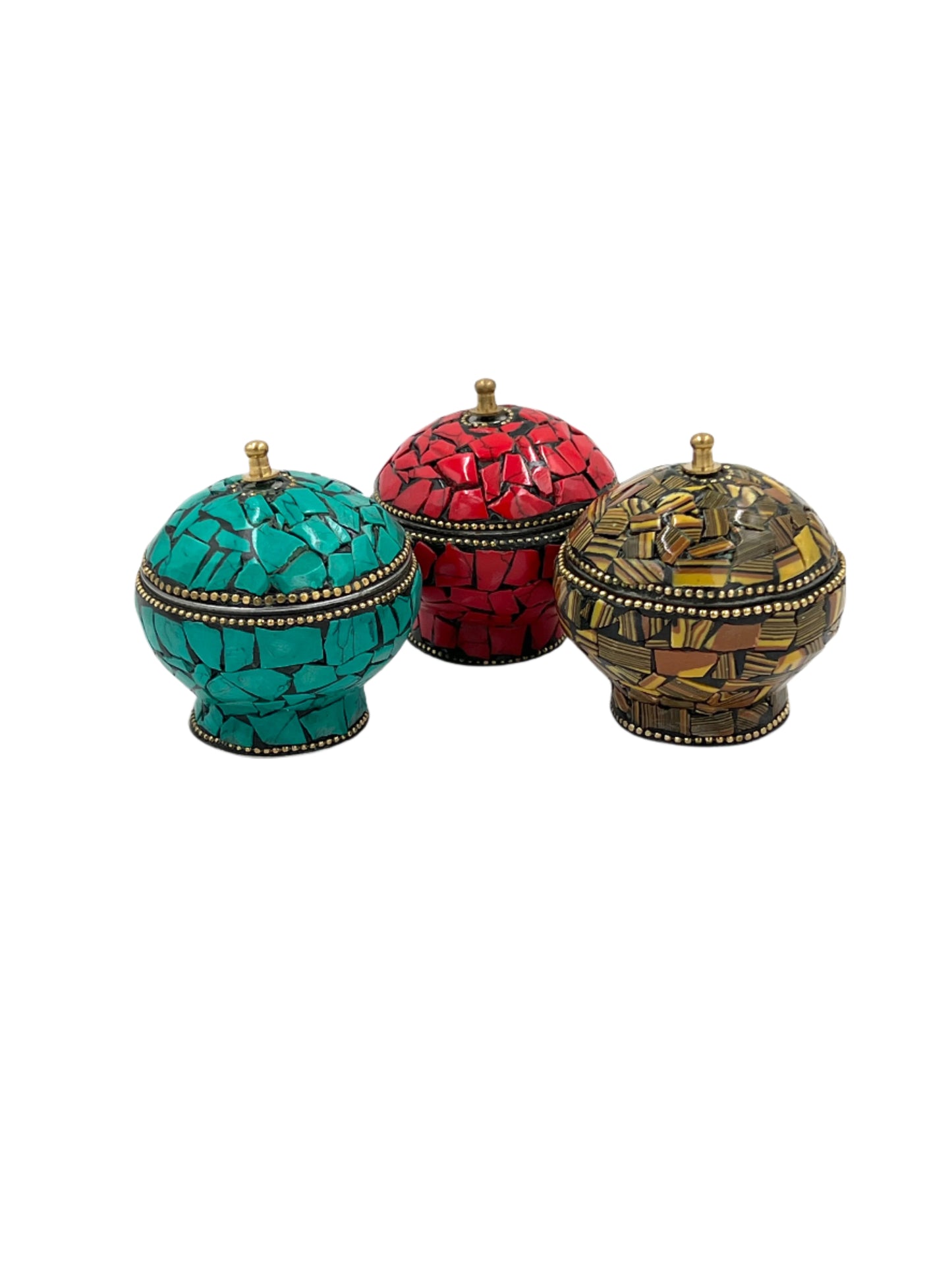 Mini Mosaic Indian Metal Jar