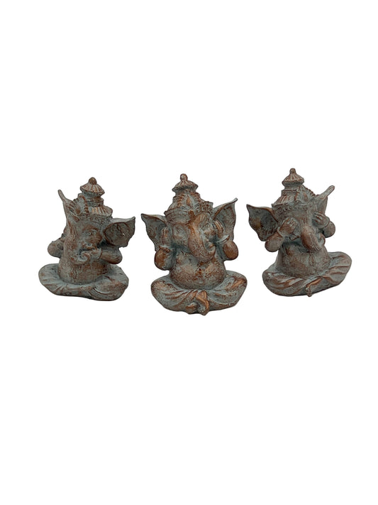 Resin Ganesh See No Evil, Hear No Evil, Speak No Evil Set
