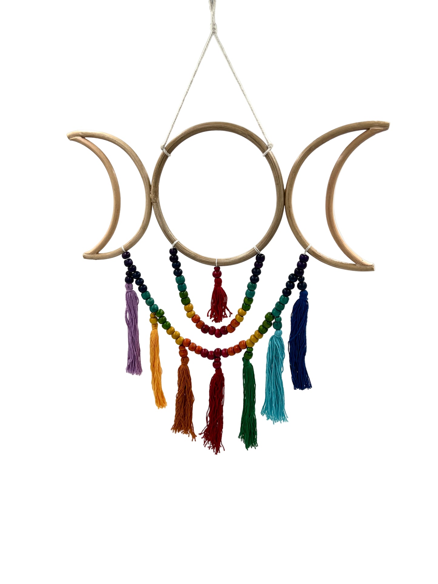 Rainbow Triple Moon Goddess Dream Catcher
