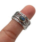 Sterling Silver Oval Labradorite Flower Band Ring