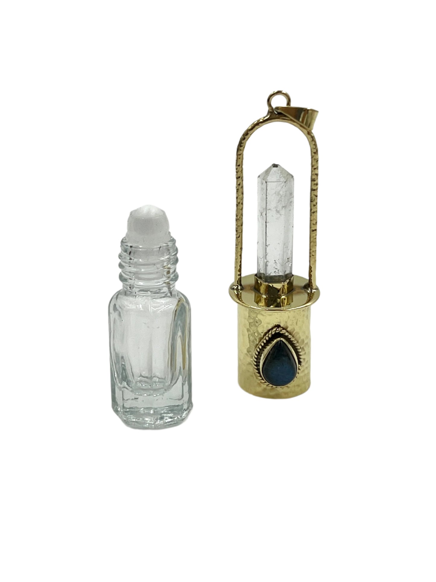 Labradorite Teardrop Oil Bottle Bronze Pendants