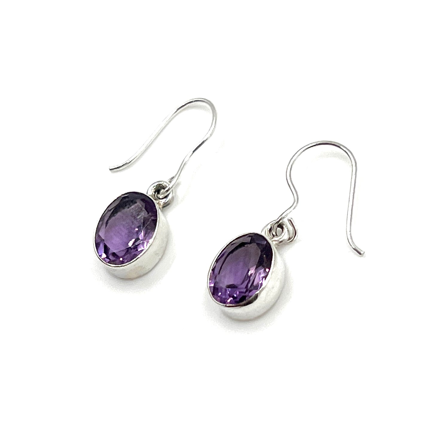 Sterling Silver Faceted Amethyst Earrings