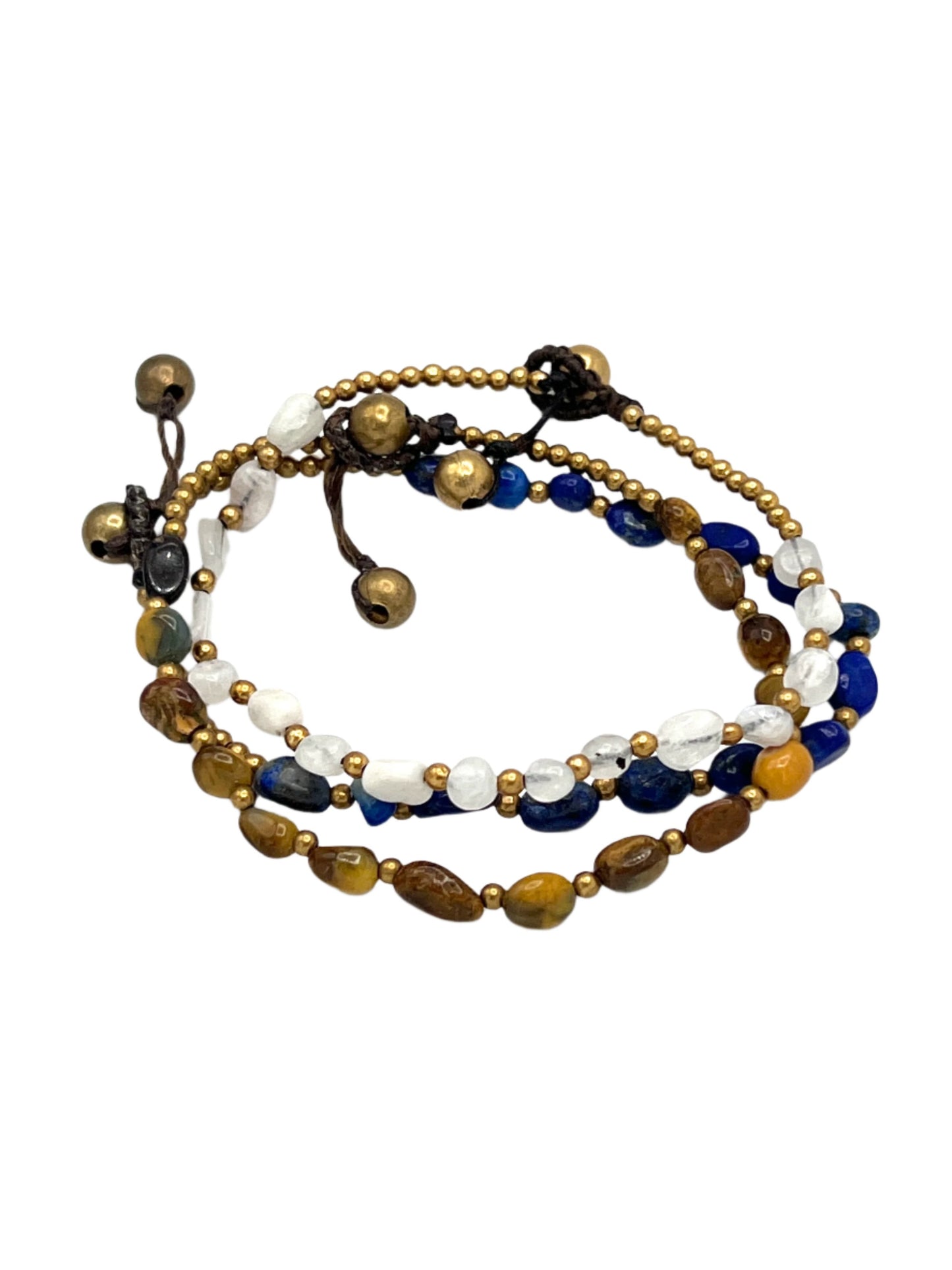 Freeform Gemstone Brass Bracelets