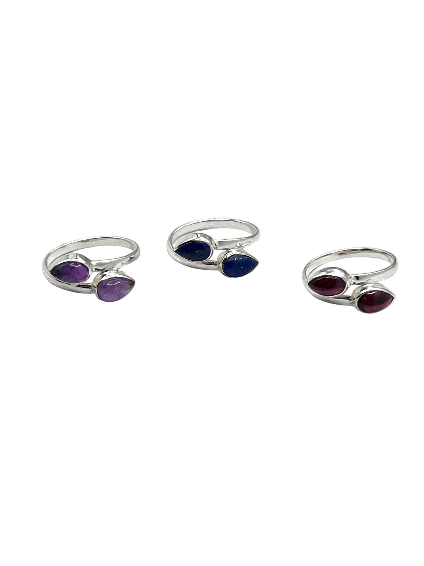 Double Teardrop Gemstone Rings