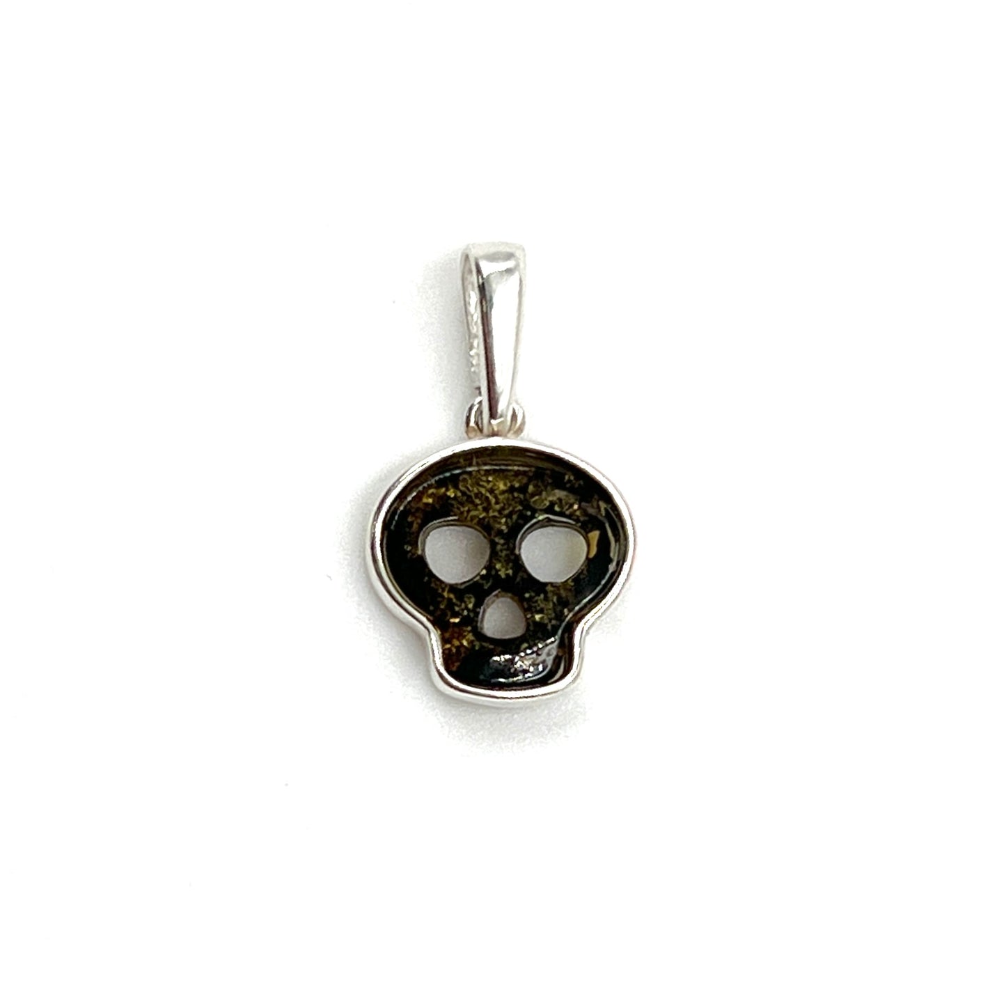 Sterling Silver Amber Skull Pendants