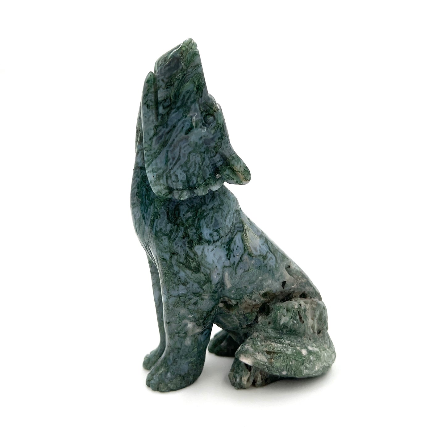 Moss Agate Howling Wolves