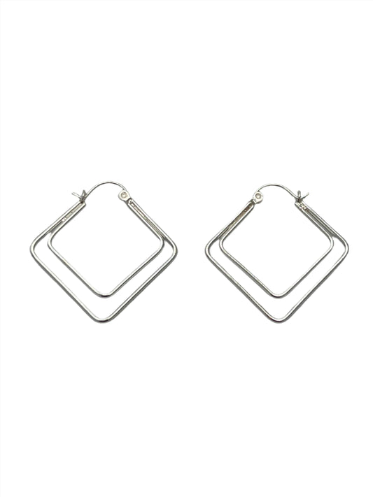 Sterling Silver Square Hoop Earrings