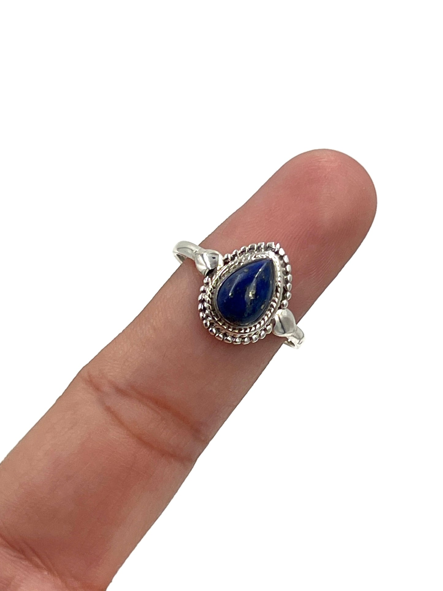 Beaded Teardrop Lapis Lazuli Ring