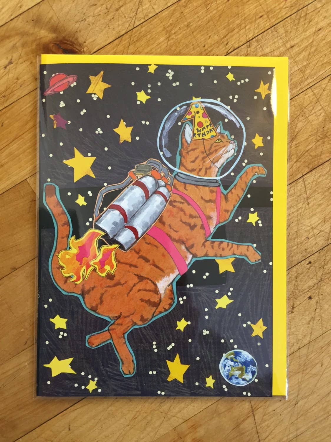 Astro Cat Birthday Card