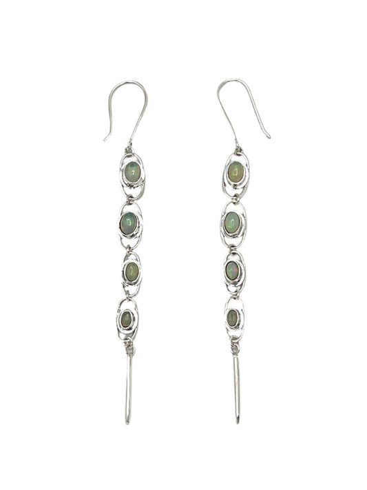 Sterling Silver Ethiopian Opal Multi Drop Earrings