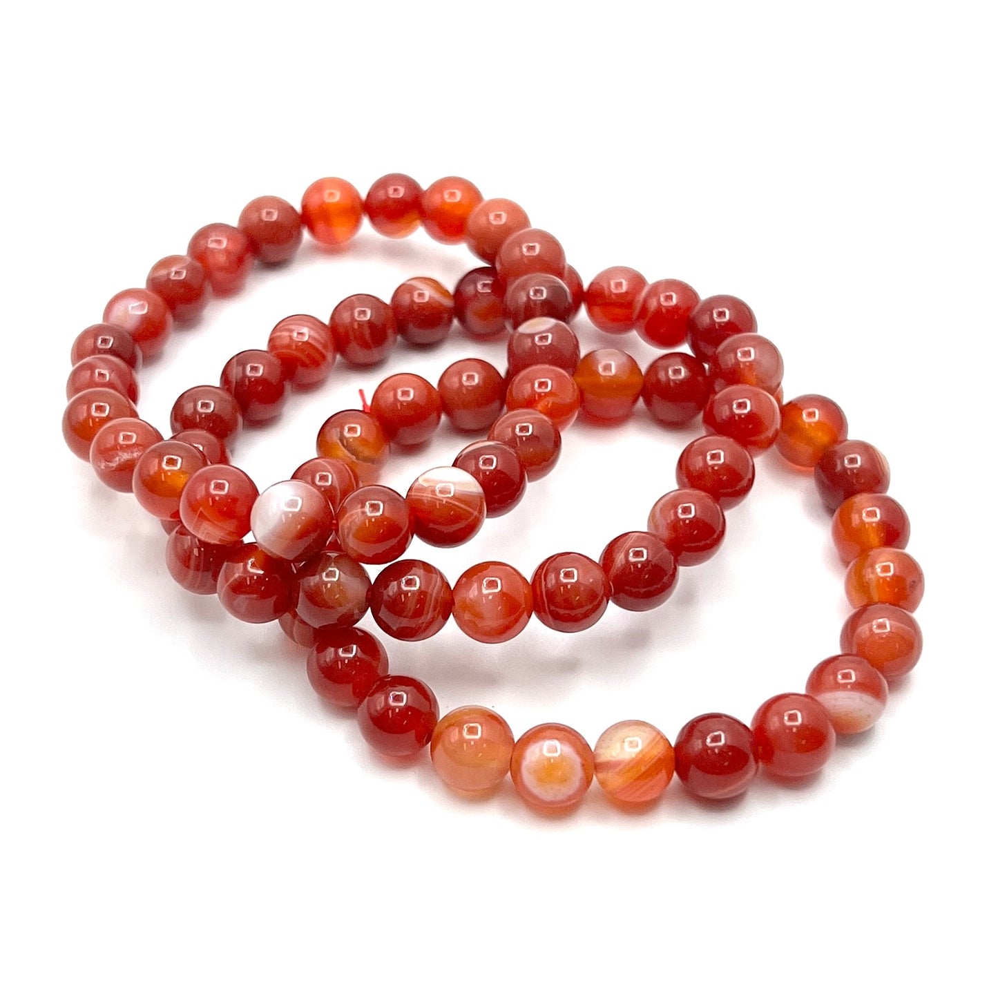 Banded Carnelian Stretchy Bracelets