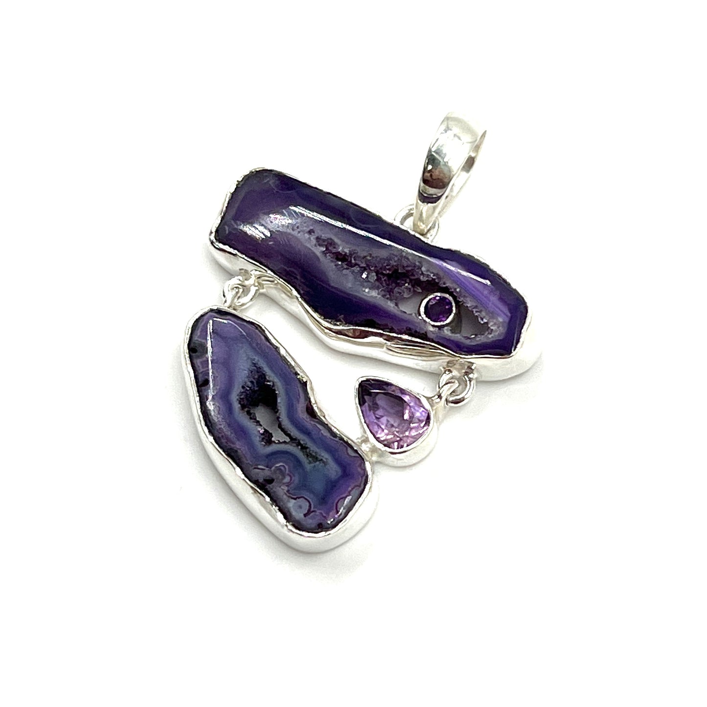 Purple Druzy Agate Pendants