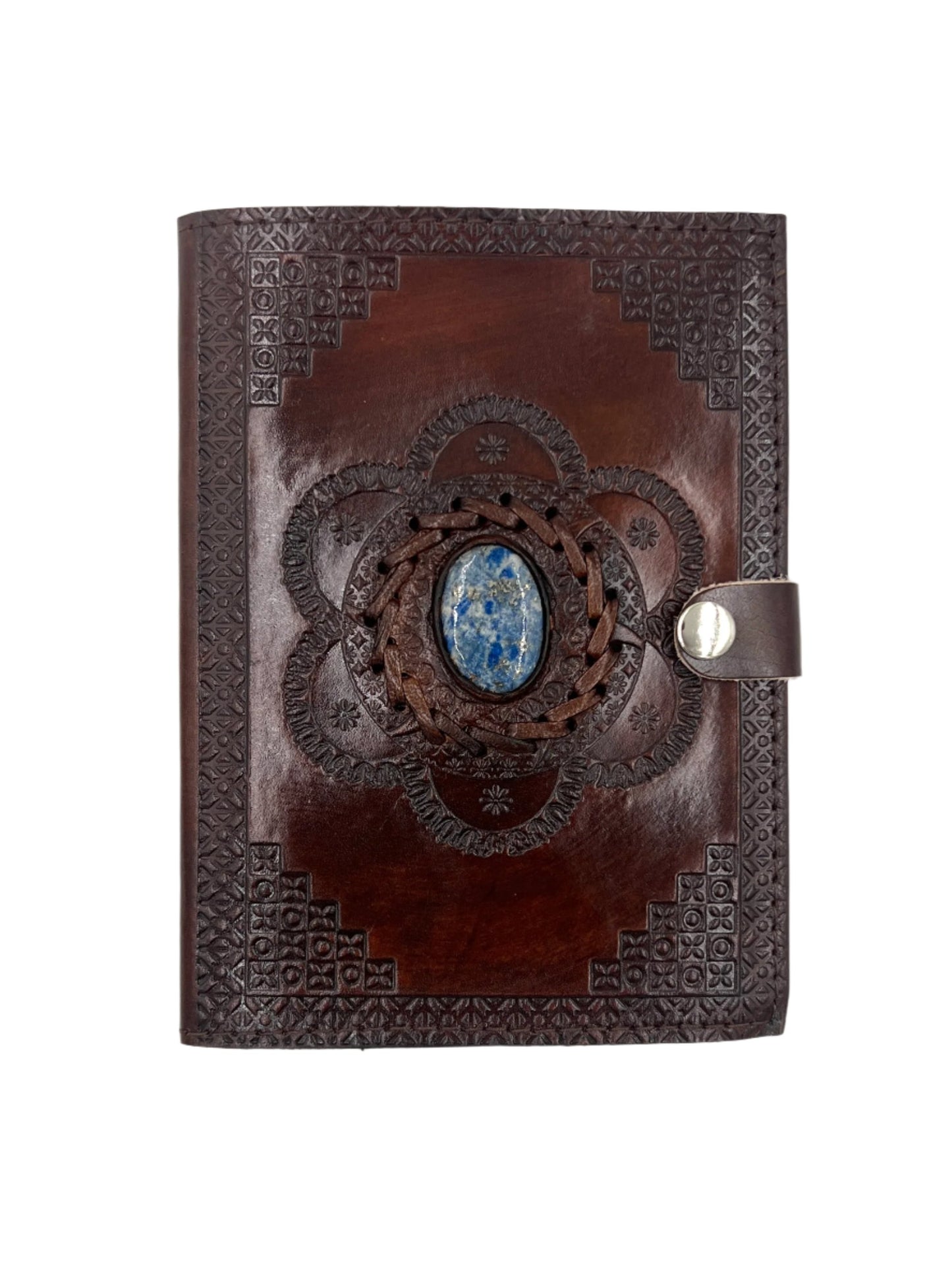 Camel Leather Gemstone Journal | Flower | 7" x 5" x 1/2"