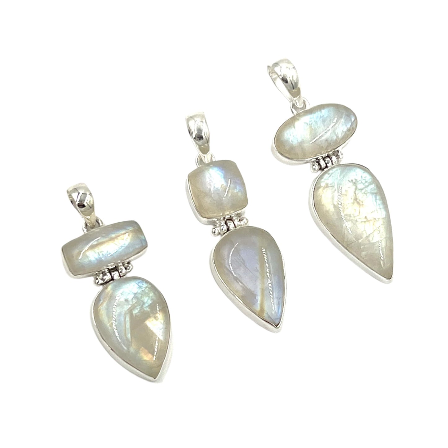 Sterling Silver Double Moonstone Pendants