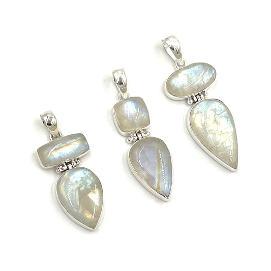 Sterling Silver Double Moonstone Pendants