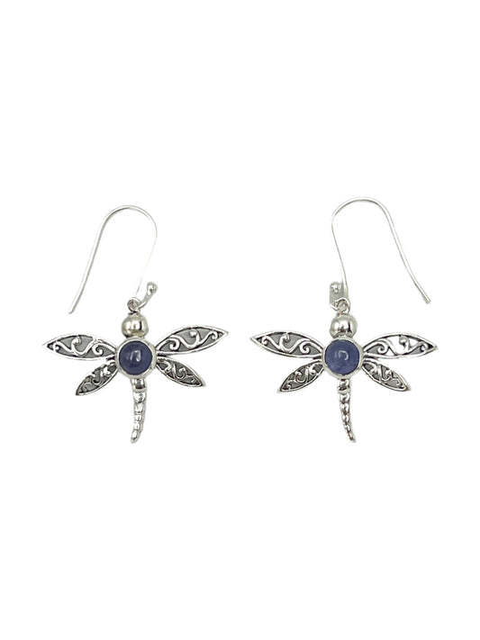 Sterling Silver Tanzanite Dragonfly Earrings