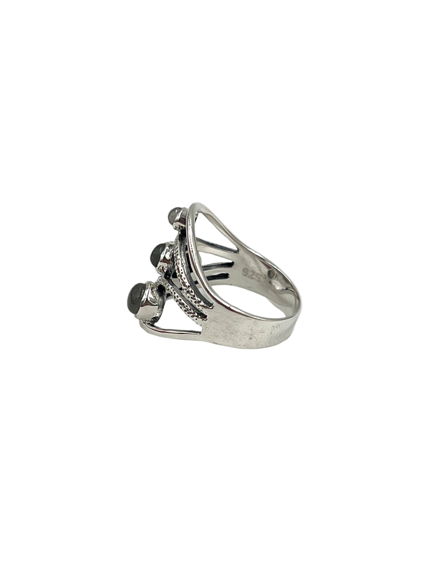 Silver Labradorite Wave Ring