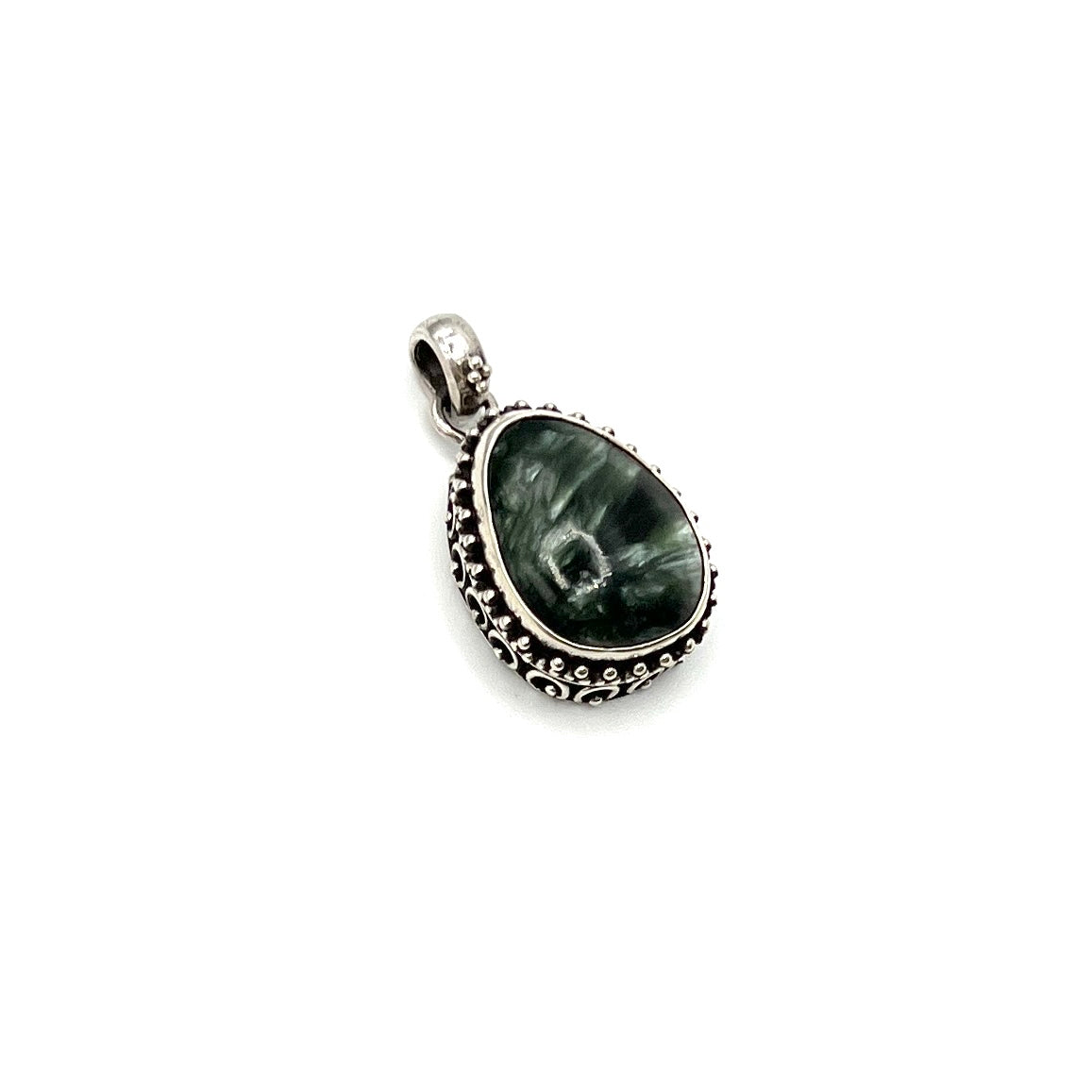 Sterling Silver Beaded Seraphinite Pendants