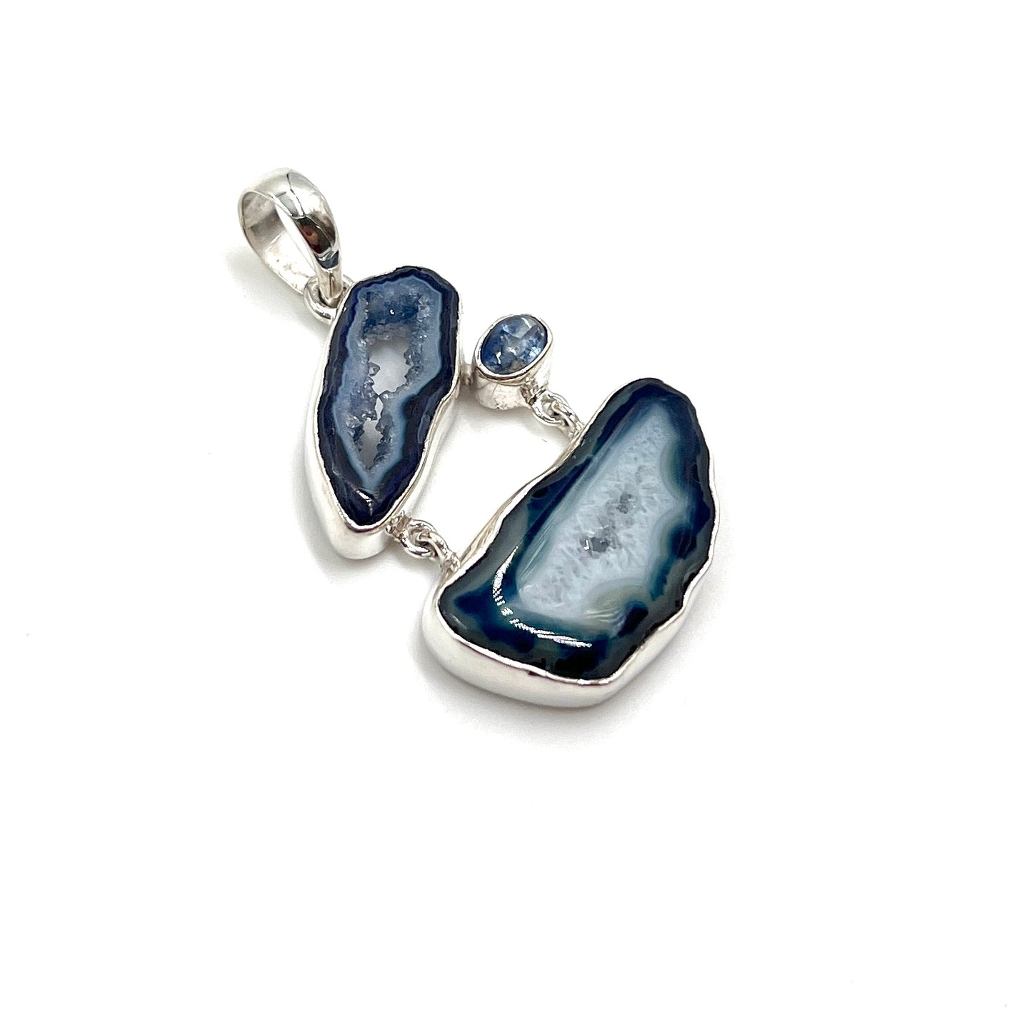 Blue Druzy Agate Pendants