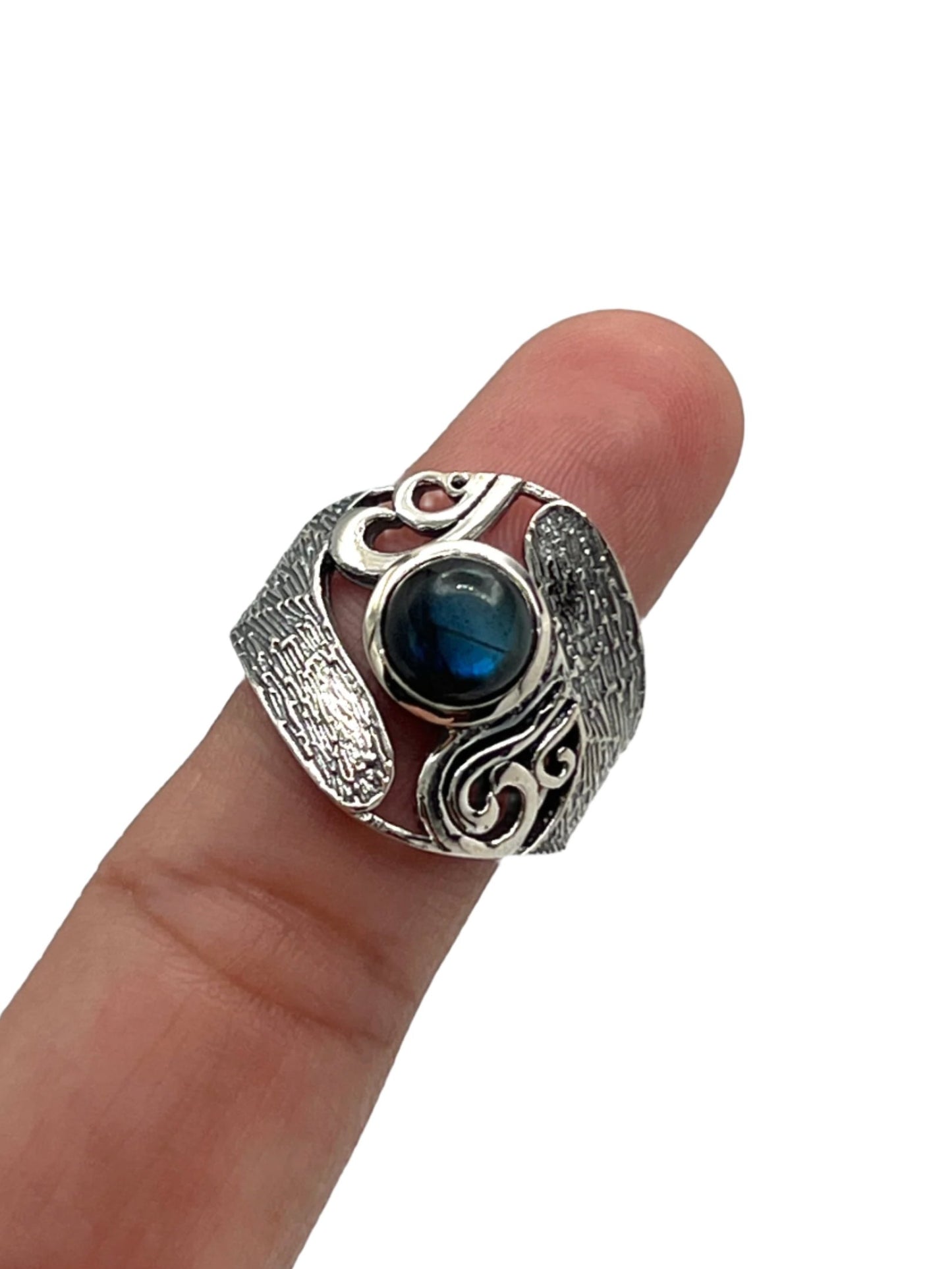 Sterling Silver Labradorite Shield Ring