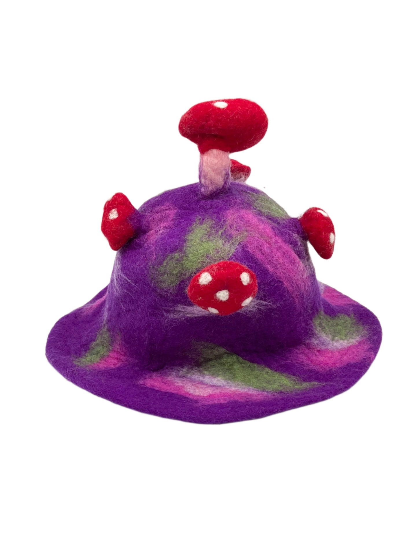 Hand felted Mushroom Wool Hats | Purples