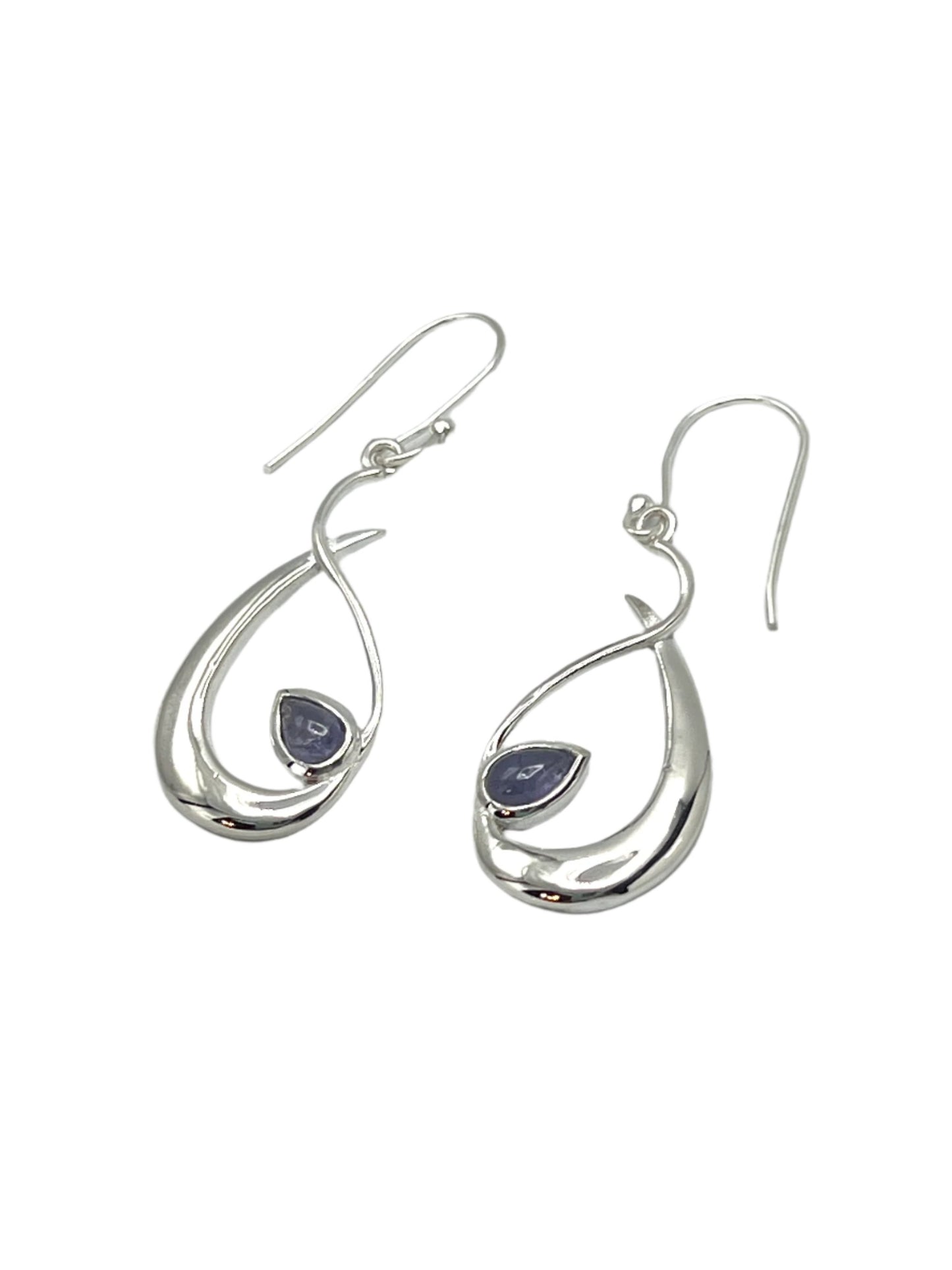 Sterling Silver Tanzanite Teardrop Earrings