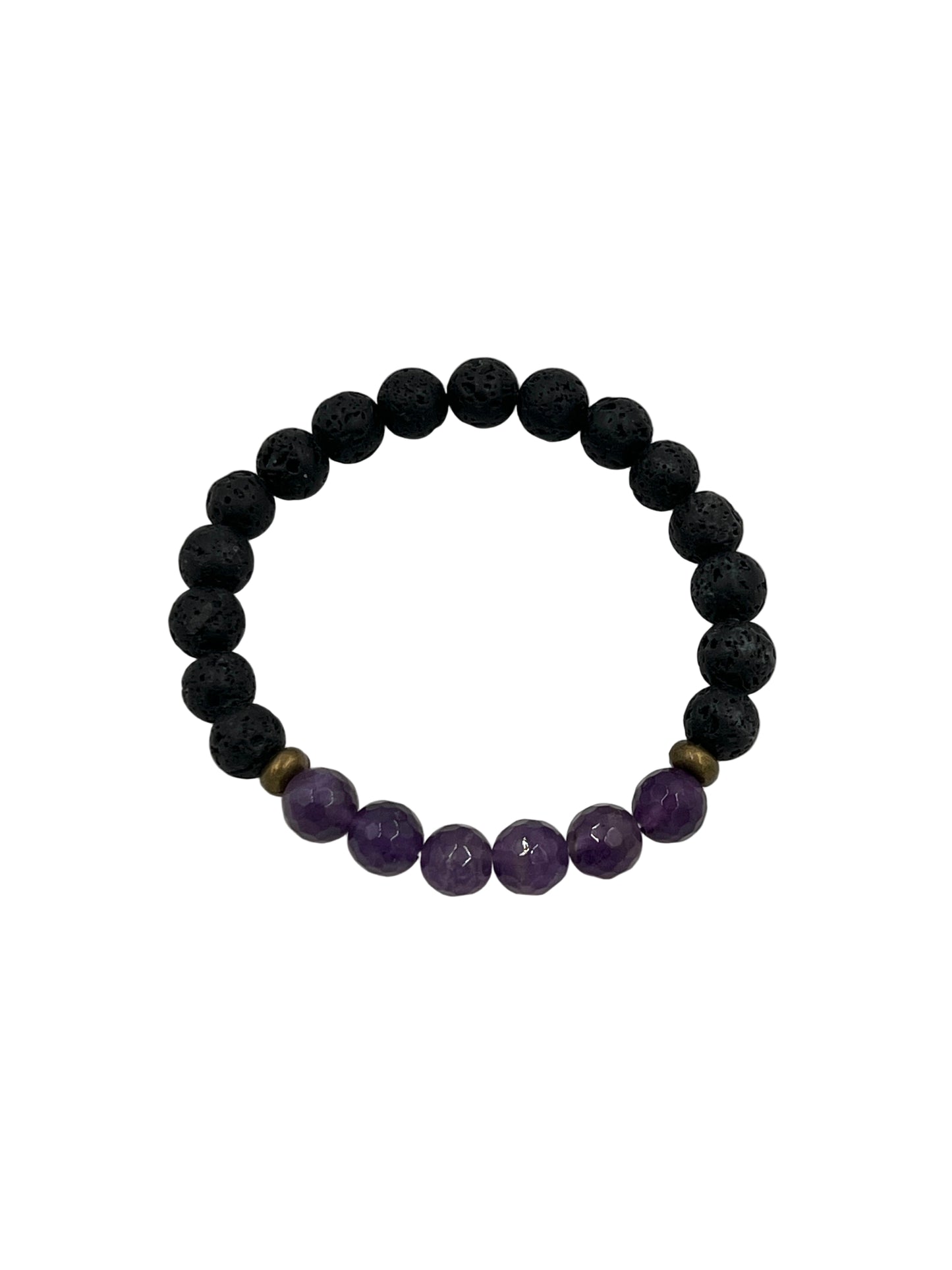 Amethyst & Lava Stone Stretchy Bracelets
