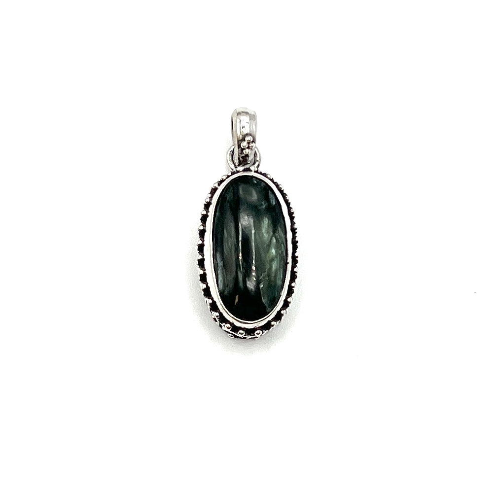 Sterling Silver Beaded Seraphinite Pendants