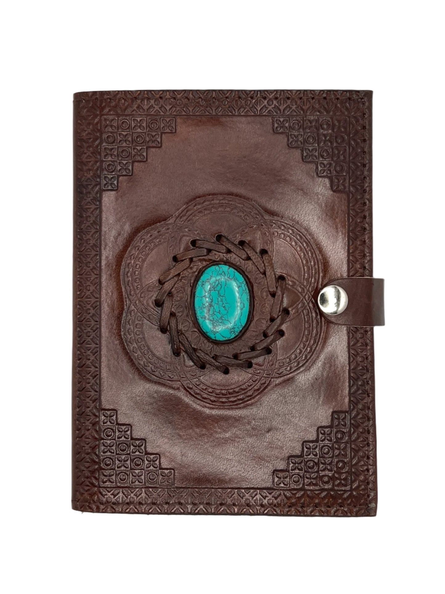 Camel Leather Gemstone Journal | Lotus | 7" x 5" x 1/2"